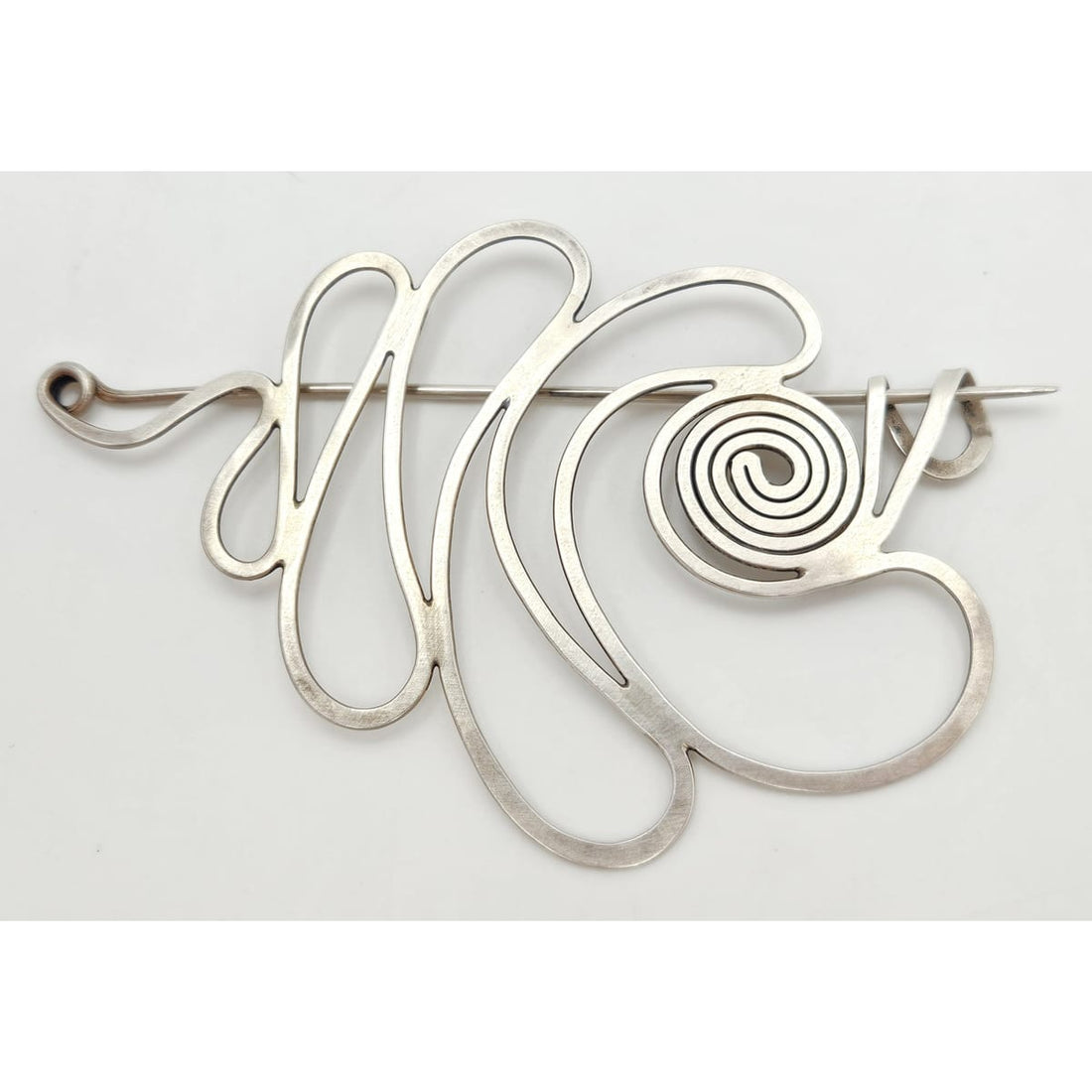 Vintage Studio Artisan sterling silver large Retro Atomic modernist Brooch Pin Signed?, view 1 of 7