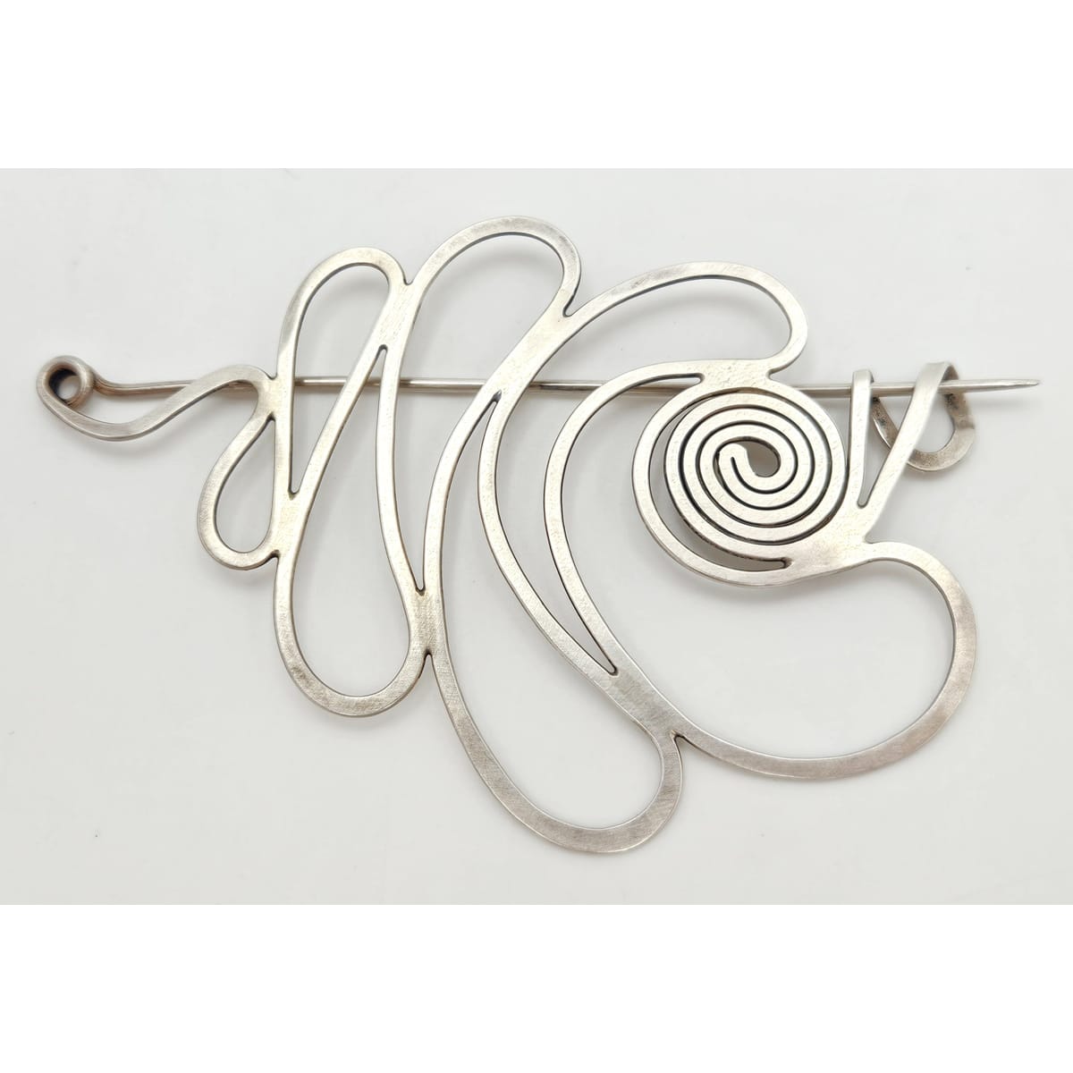 Vintage Studio Artisan sterling silver large Retro Atomic modernist Brooch Pin Signed?, view 1 of 7