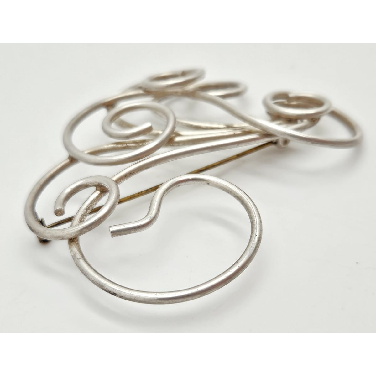 Vintage Studio Artisan sterling silver large Retro Atomic modernist Brooch Pin, view 5 of 7