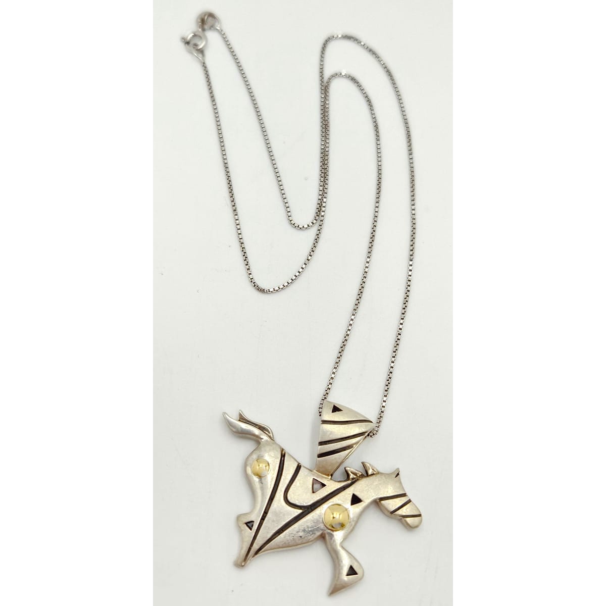 John Atencio sterling silver 18k Retired modernist Horse Mustang Necklace, view 1 of 7