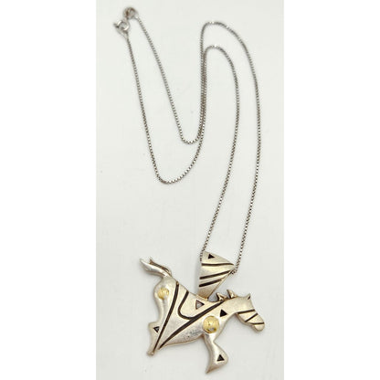 John Atencio sterling silver 18k Retired modernist Horse Mustang Necklace, view 1 of 7