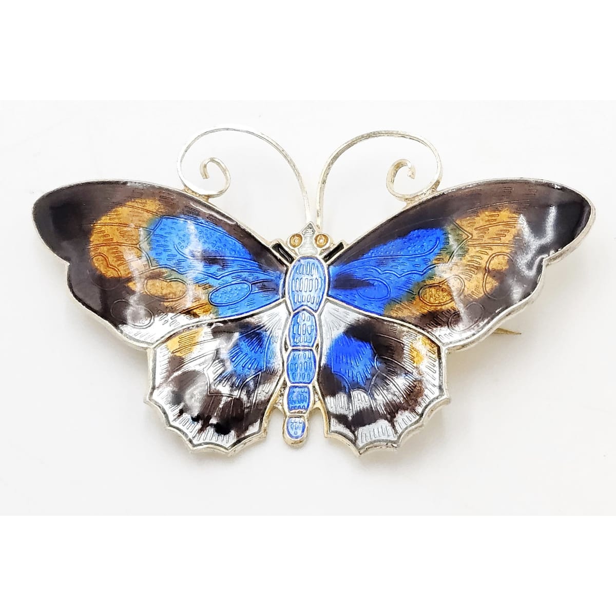 David Andersen Norway XL Gilt sterling silver enamel Butterfly Brooch 1940s, view 1 of 8