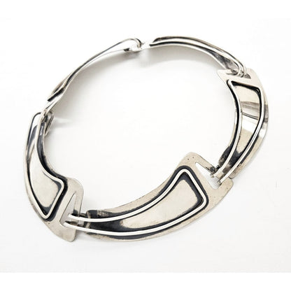 Jules Brenner sterling silver modernist Panel Link Necklace 1950s Book Piece, view 4 of 9