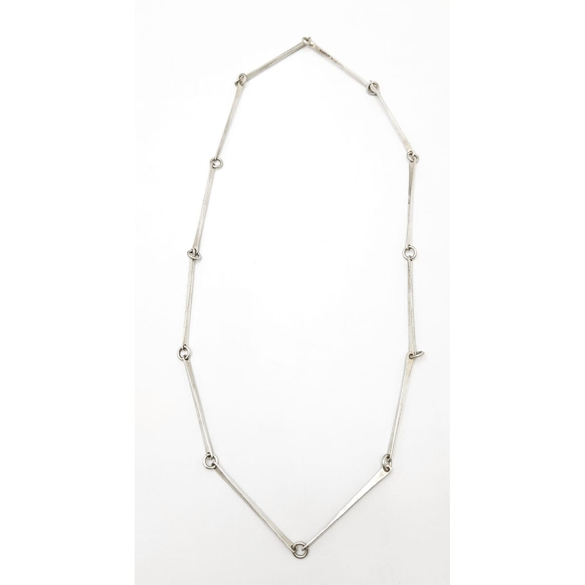 Danish Designer Søren Borup sterling silver modernist Bar Link Chain Necklace 1960s, view 1 of 7