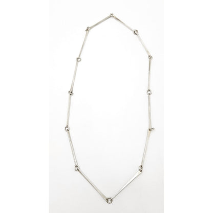 Danish Designer Søren Borup sterling silver modernist Bar Link Chain Necklace 1960s, view 1 of 7