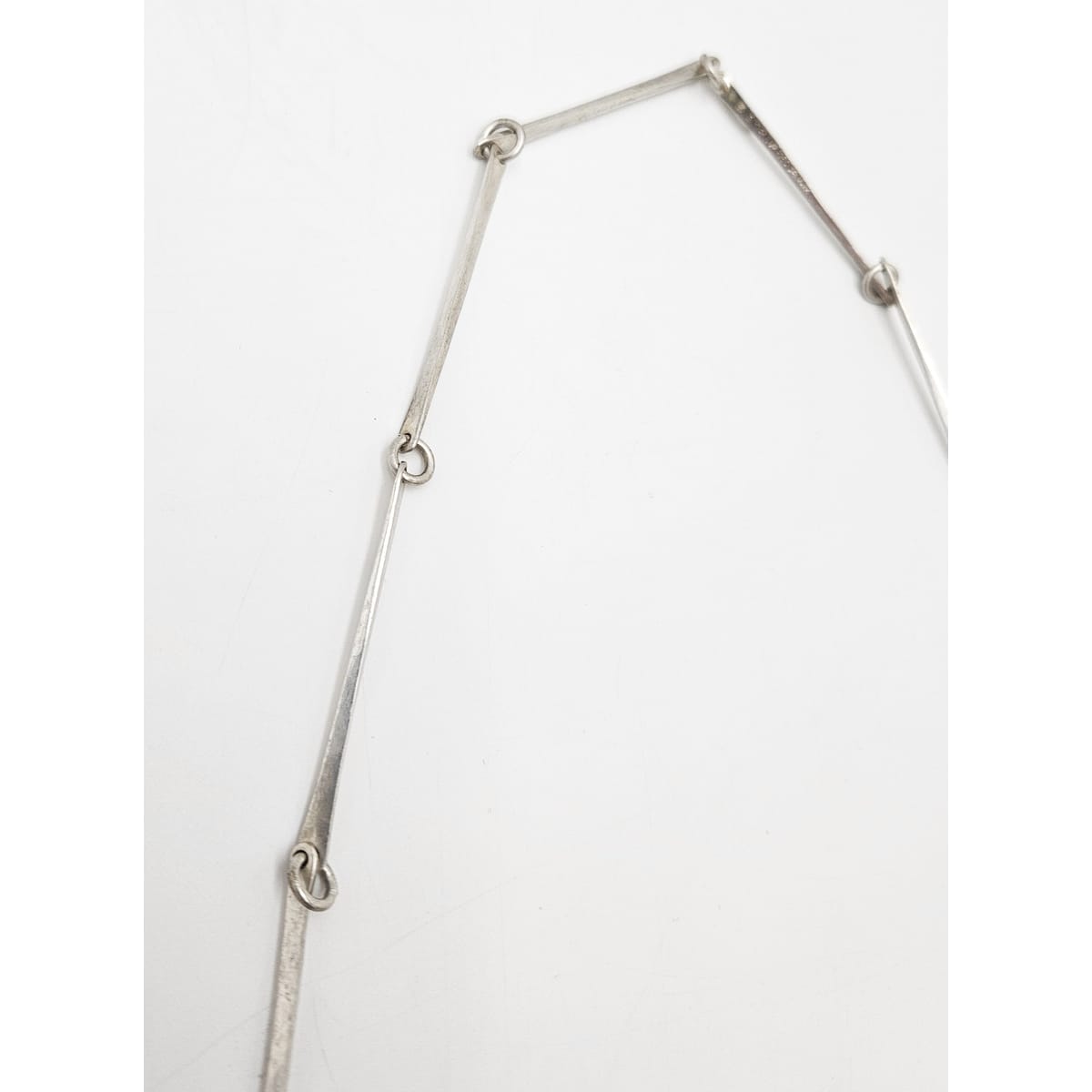 Danish Designer Søren Borup sterling silver modernist Bar Link Chain Necklace 1960s, view 4 of 7
