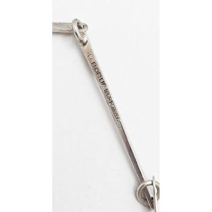 Danish Designer Søren Borup sterling silver modernist Bar Link Chain Necklace 1960s, view 5 of 7