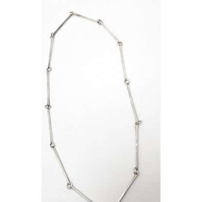 Danish Designer Søren Borup sterling silver modernist Bar Link Chain Necklace 1960s, view 6 of 7
