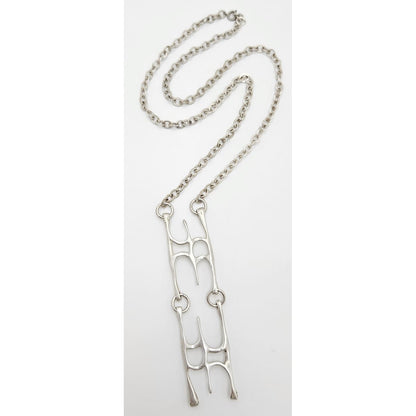 sterling silver abstract modernist Necklace Signed, view 5 of 9