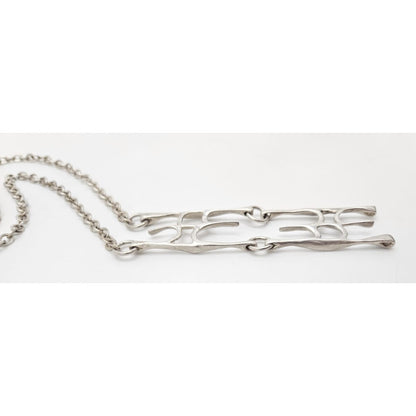sterling silver abstract modernist Necklace Signed, view 6 of 9