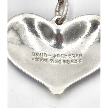 David Andersen Norway sterling silver Blue enamel modernist Heart Necklace 1950s, view 6 of 8