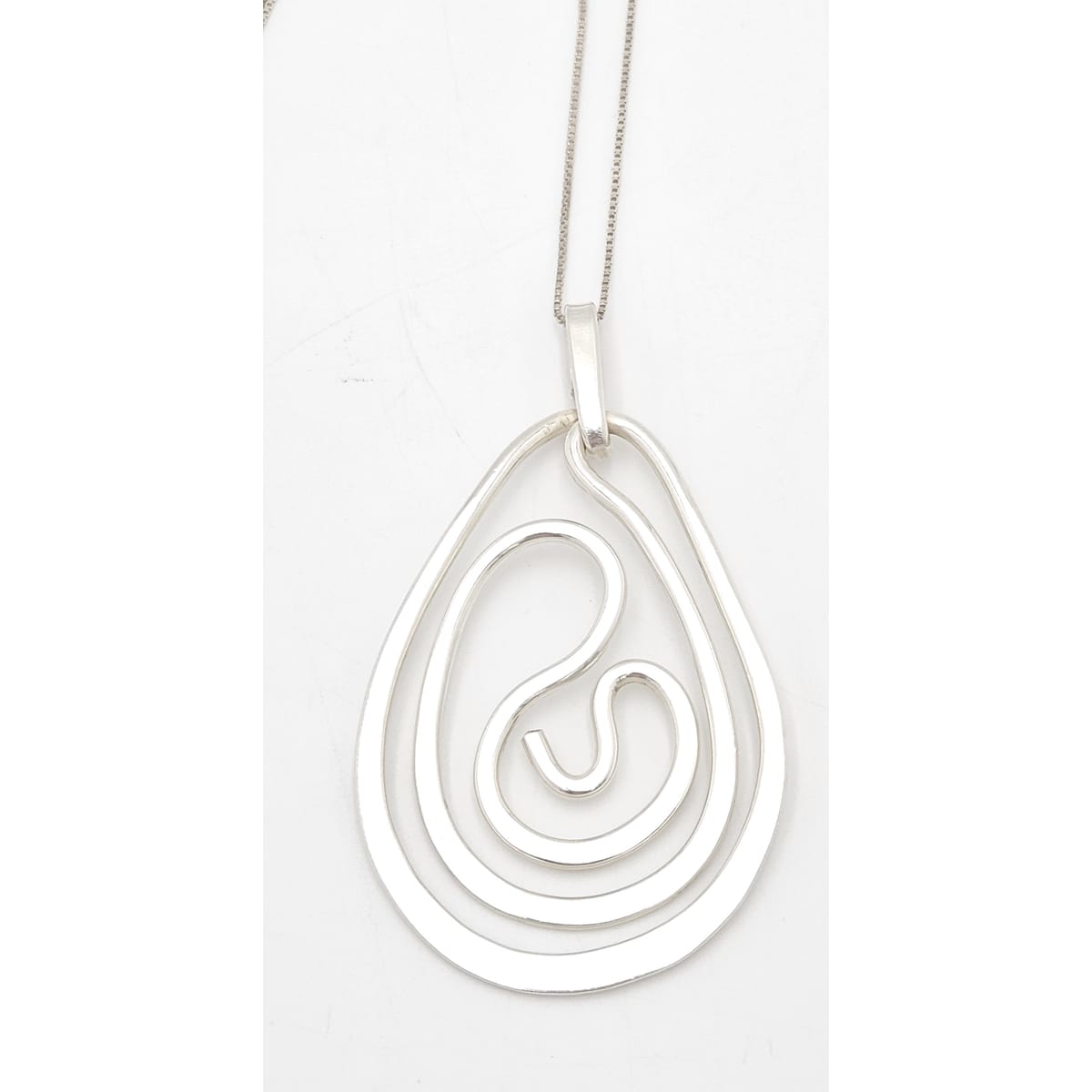 Designer Henry Steig sterling silver abstract modernist Pendant Necklace 1950s, view 4 of 9