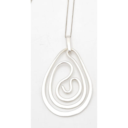 Designer Henry Steig sterling silver abstract modernist Pendant Necklace 1950s, view 4 of 9
