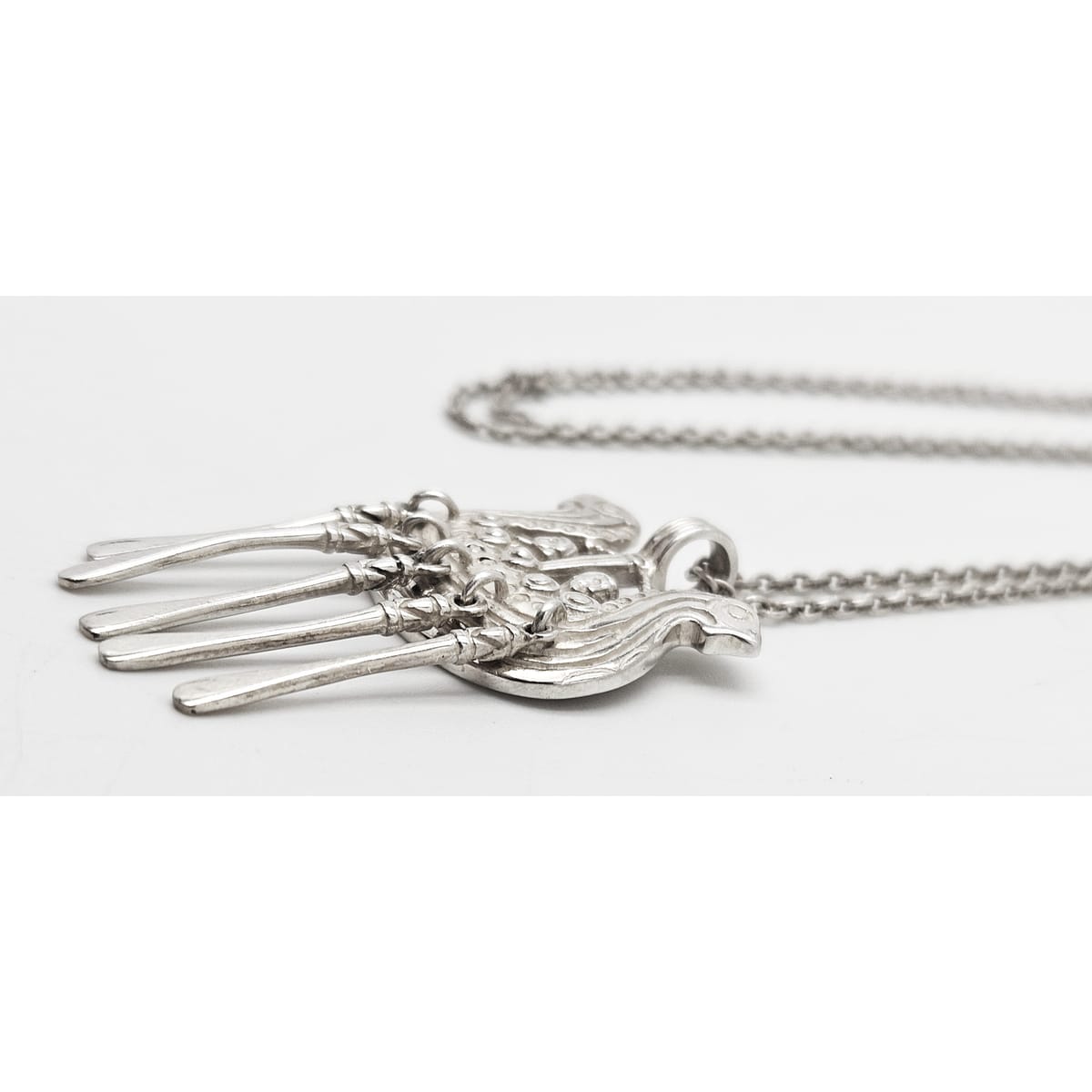 Kalevala Koru Finland Sterling XL 3D Articulating Viking Ship Necklace 1960&
