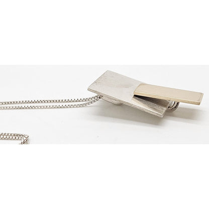 Betty Cooke 3D modernist 14K gold and sterling silver Pendant Necklace circa 1960s, view 5 of 10