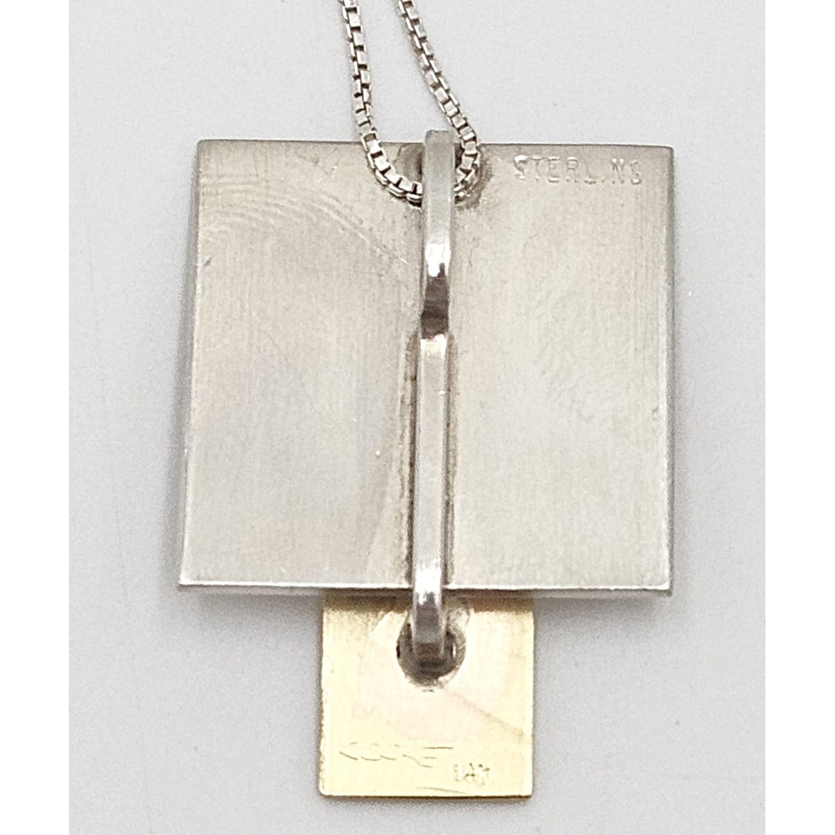 Betty Cooke 3D modernist 14K gold and sterling silver Pendant Necklace circa 1960s, view 7 of 10