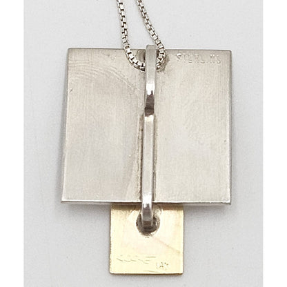 Betty Cooke 3D modernist 14K gold and sterling silver Pendant Necklace circa 1960s, view 7 of 10