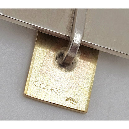 Betty Cooke 3D modernist 14K gold and sterling silver Pendant Necklace circa 1960s, view 8 of 10