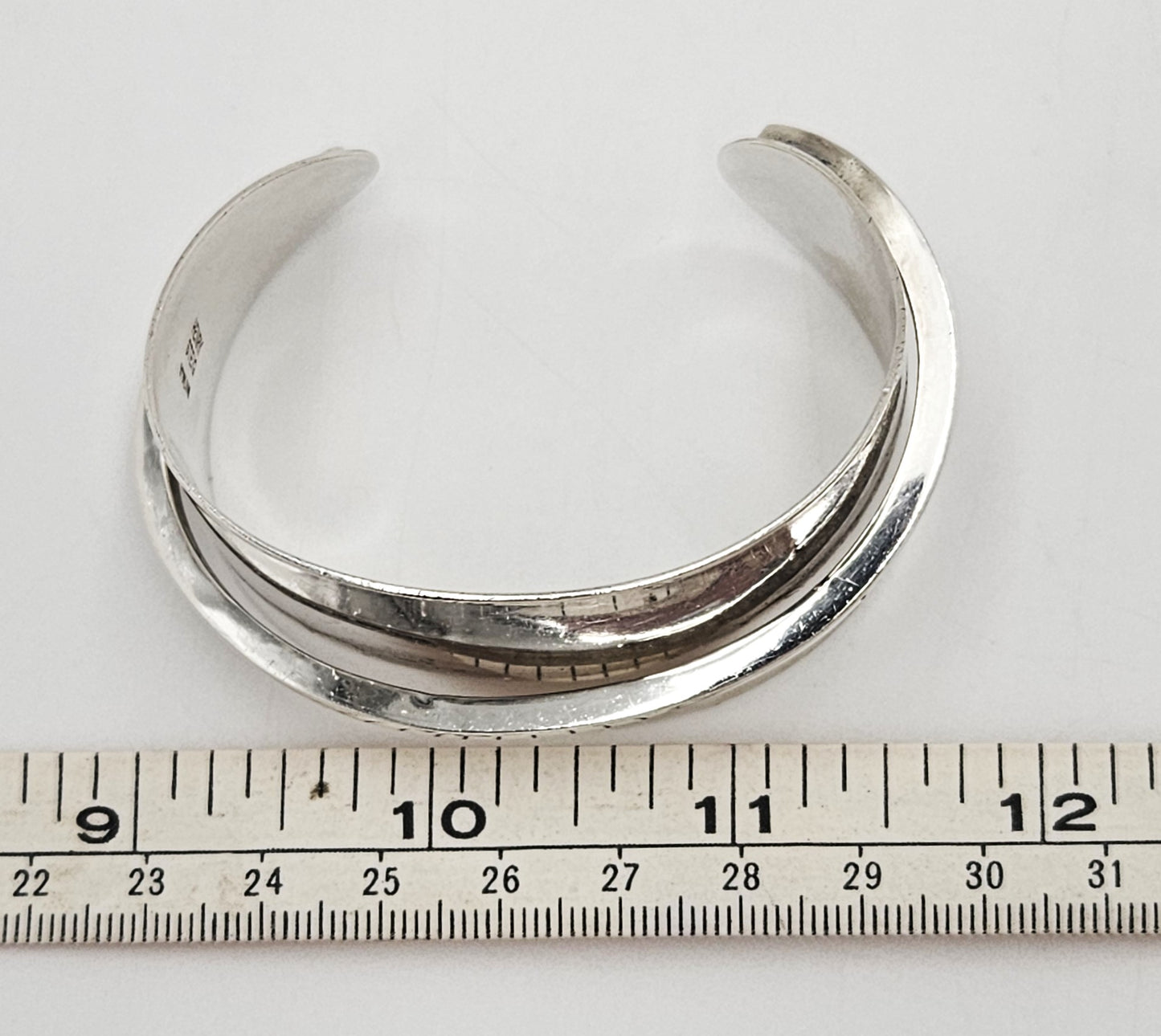 Designer Henry Steig sterling silver abstract modernist Studio Cuff 1950s, view 6 of 8