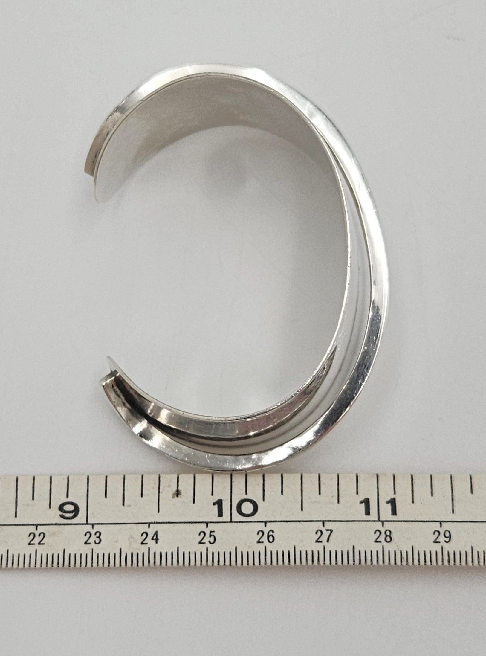 Designer Henry Steig sterling silver abstract modernist Studio Cuff 1950s, view 7 of 8