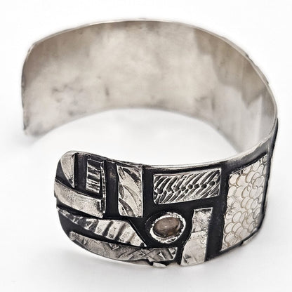 VTG Artisan Sterling Abstract Modernist Constructivism Cuff Bracelet - Signed, alternate product view 9