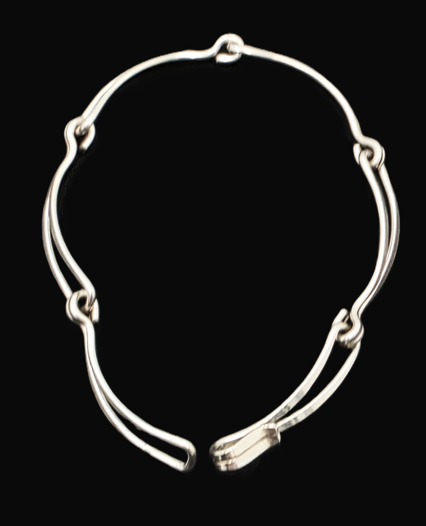 Designer Ed Levin Sterling Sølv Armbånd med 2 Lag og Led, 1980'erne