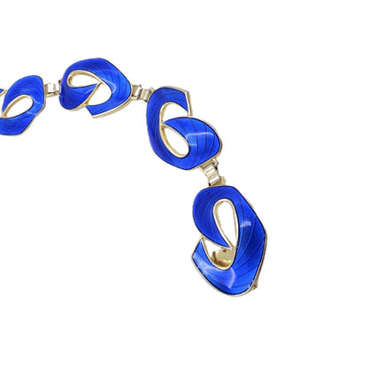 Ivar Holth Norway Gilt Sterling &amp; Blue Enamel Art Deco Panel Link Bracelet 1940s, alternate product view 4