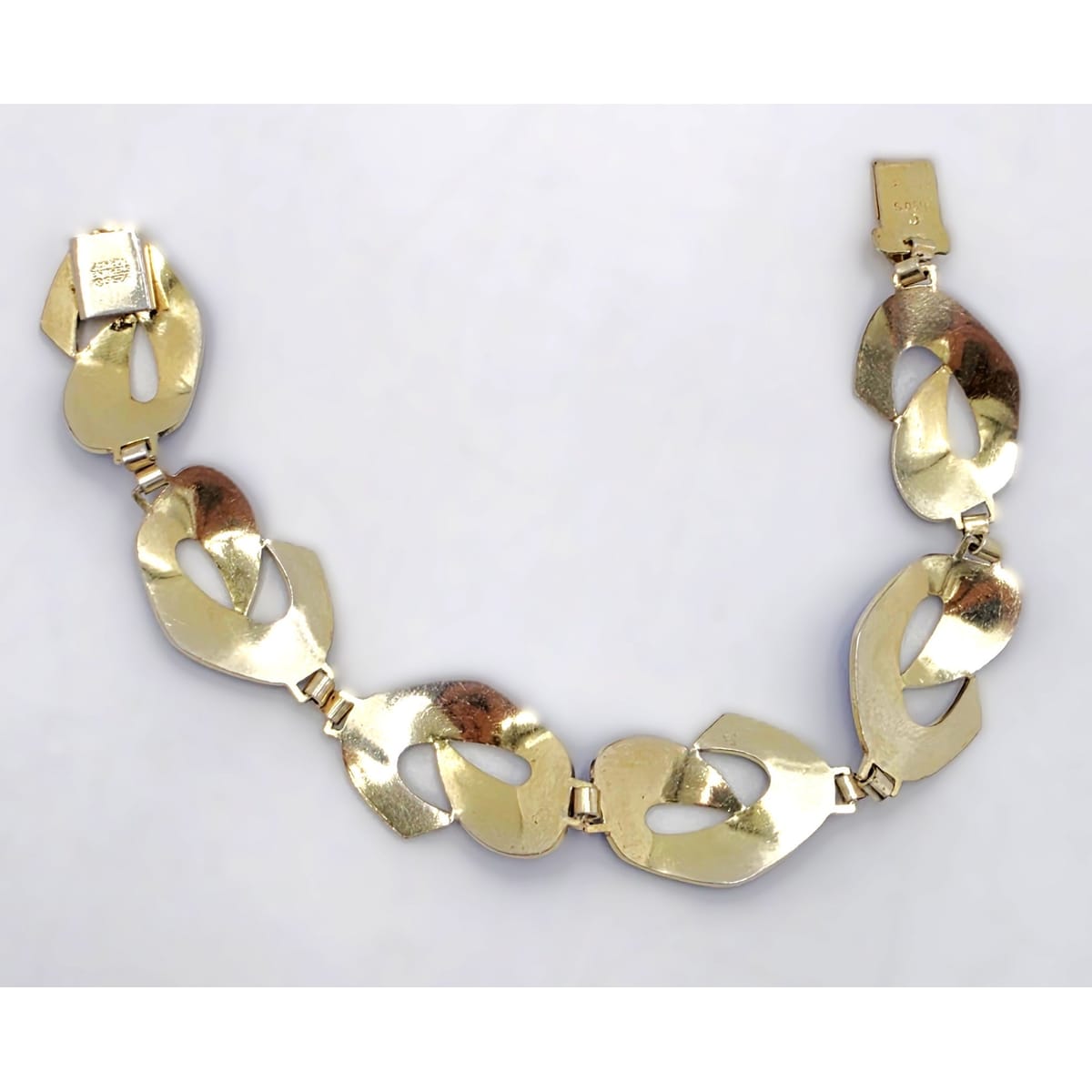 Ivar Holth Norway Gilt Sterling &amp; Blue Enamel Art Deco Panel Link Bracelet 1940s, alternate product view 7