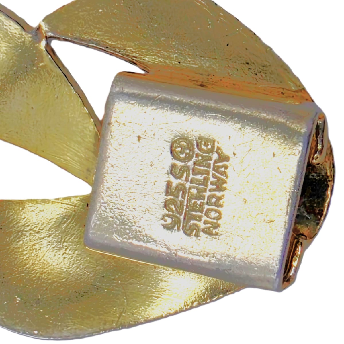 Ivar Holth Norway Gilt Sterling &amp; Blue Enamel Art Deco Panel Link Bracelet 1940s, alternate product view 8