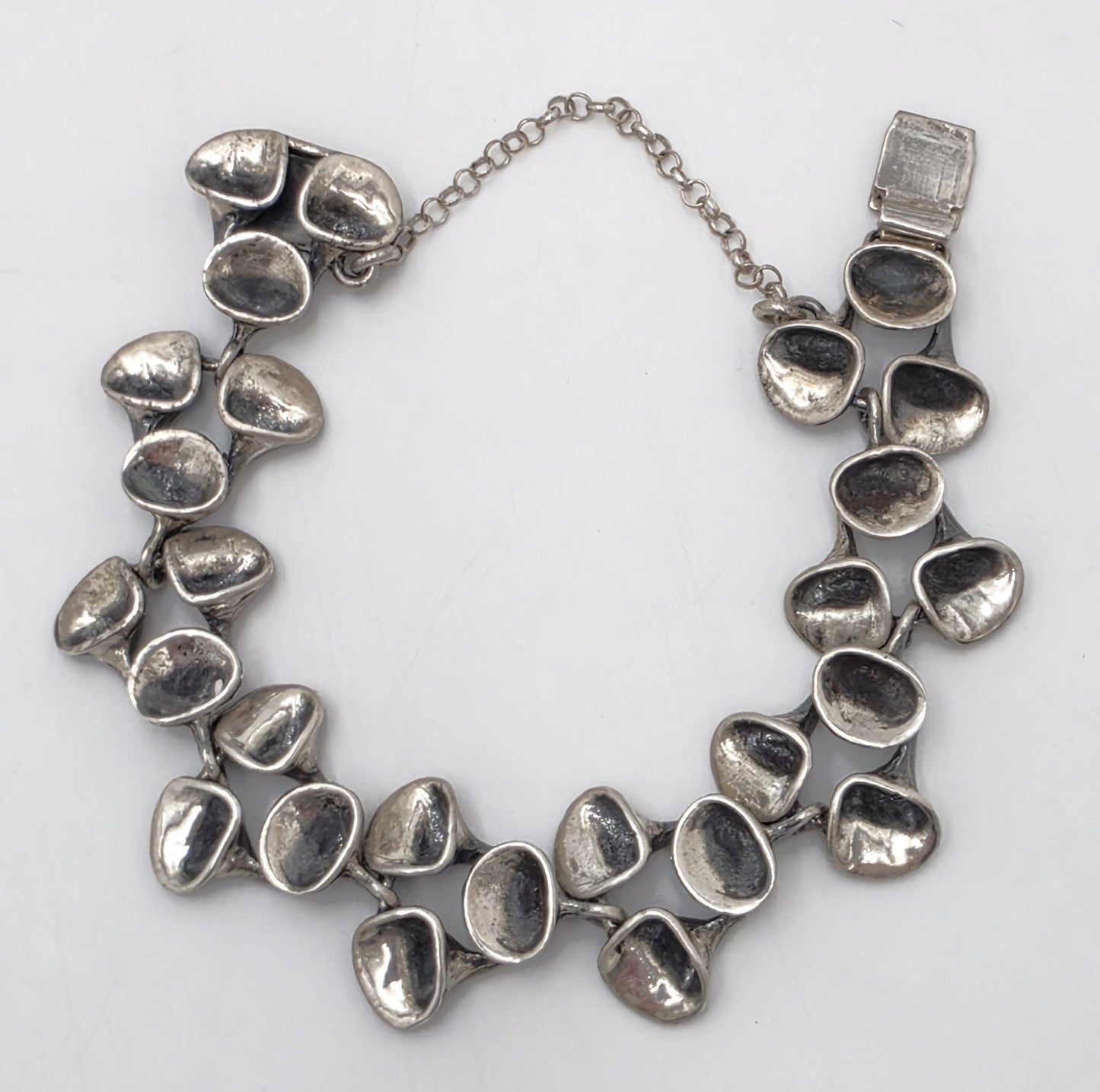 Rare Valon Kulta Hopea Valo-Koru Finland Bracelet en mousse de renne en argent sterling 1972