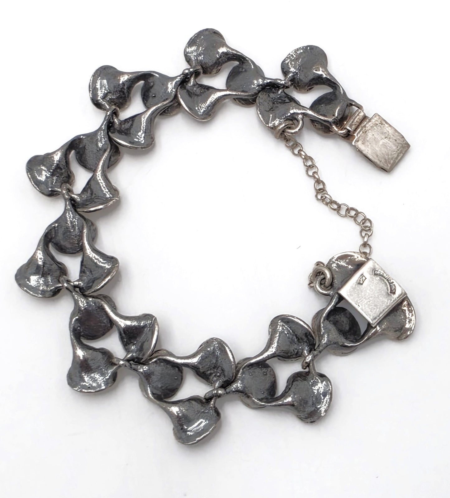 Rare Valon Kulta Hopea Valo-Koru Finland Bracelet en mousse de renne en argent sterling 1972