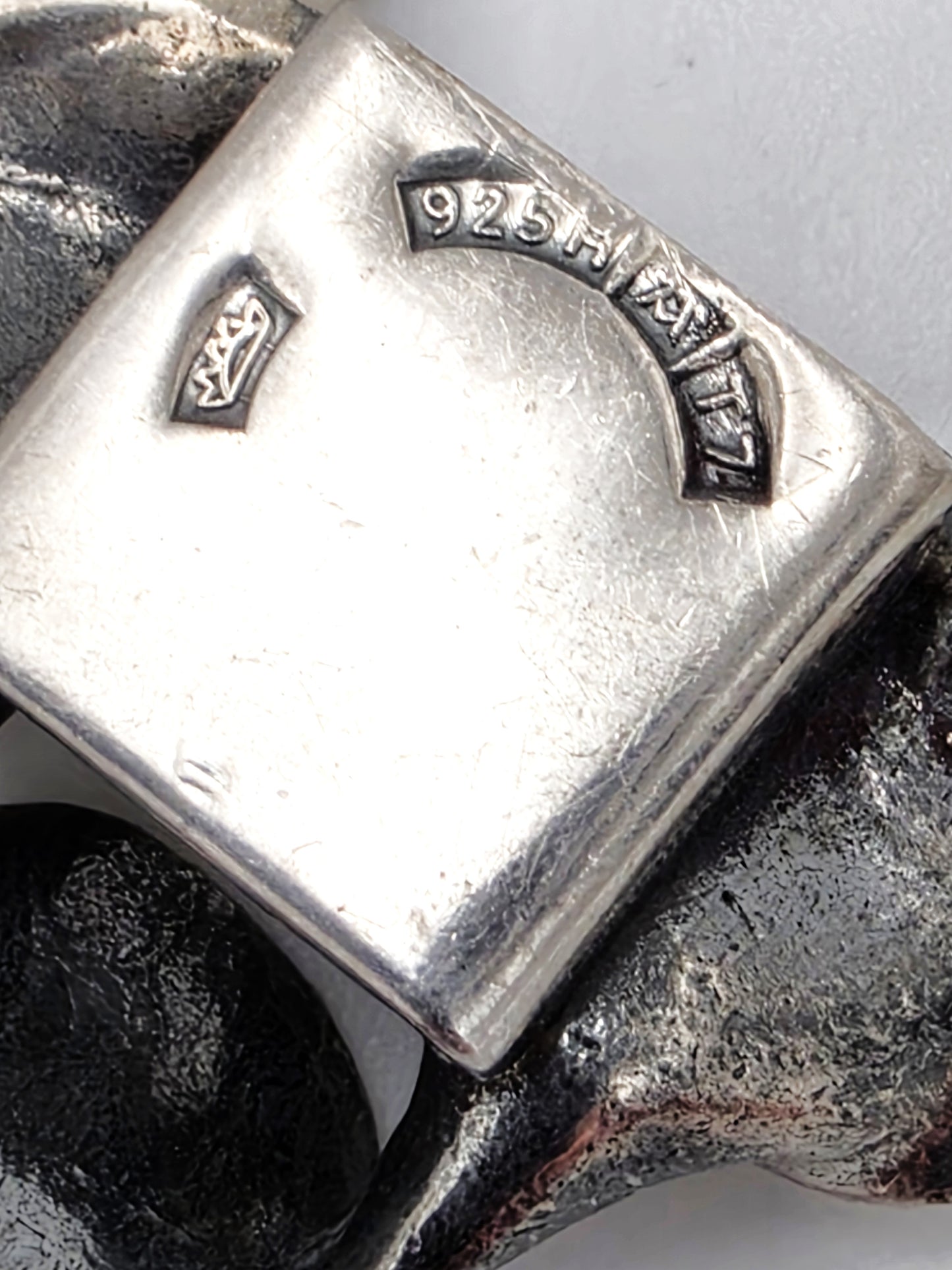 Rare Valon Kulta Hopea Valo-Koru Finland Bracelet en mousse de renne en argent sterling 1972
