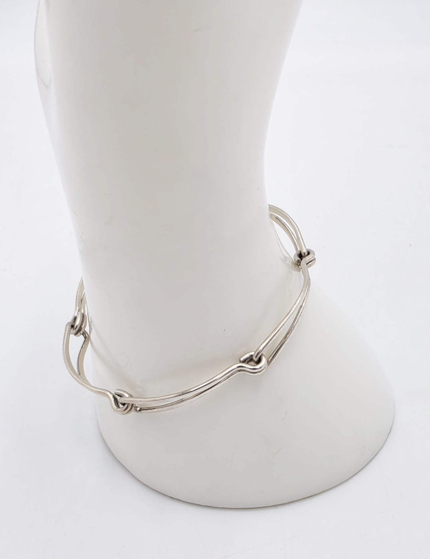 Designer Ed Levin Sterling Sølv Armbånd med 2 Lag og Led, 1980'erne