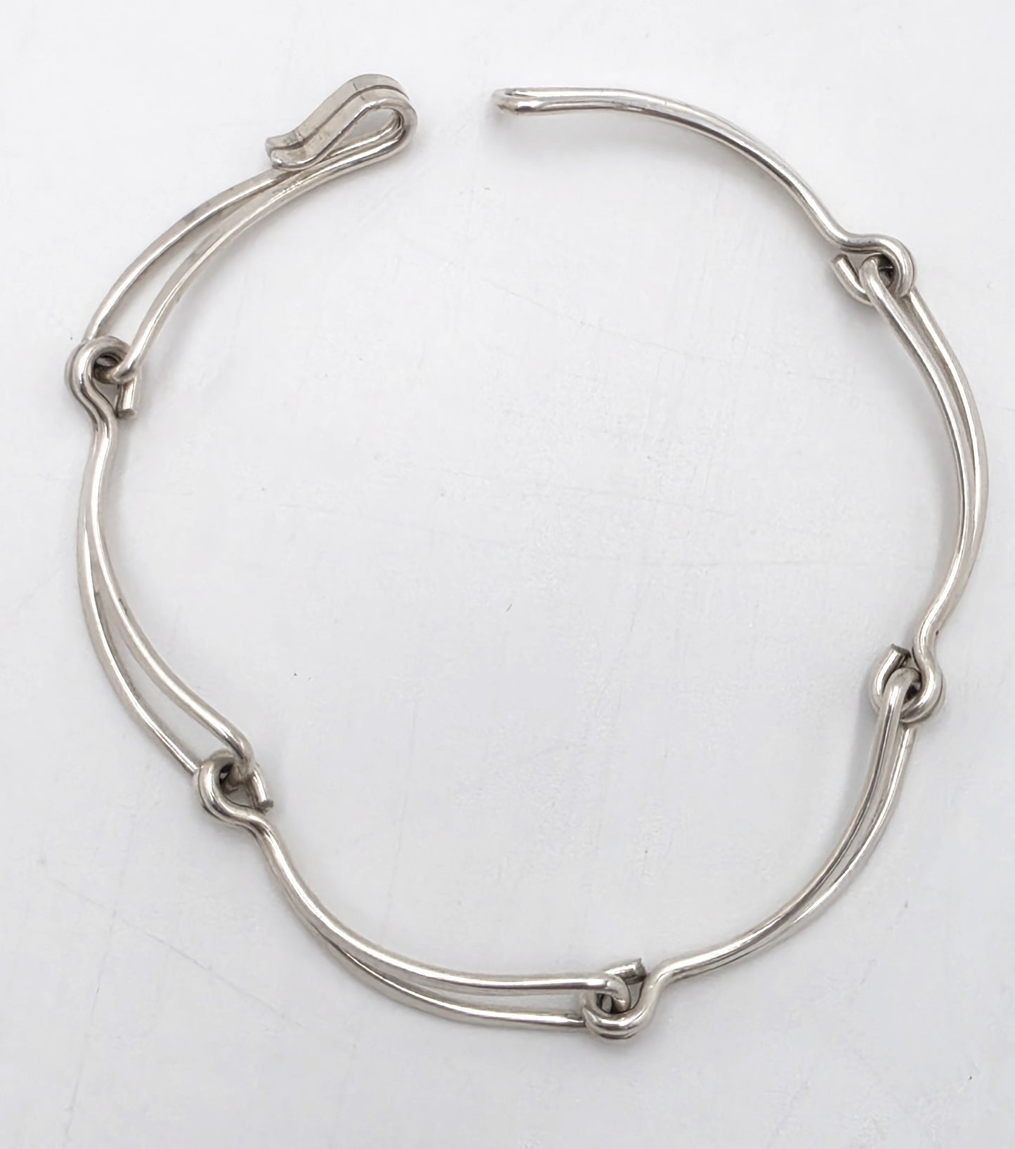 Designer Ed Levin Sterling Sølv Armbånd med 2 Lag og Led, 1980'erne