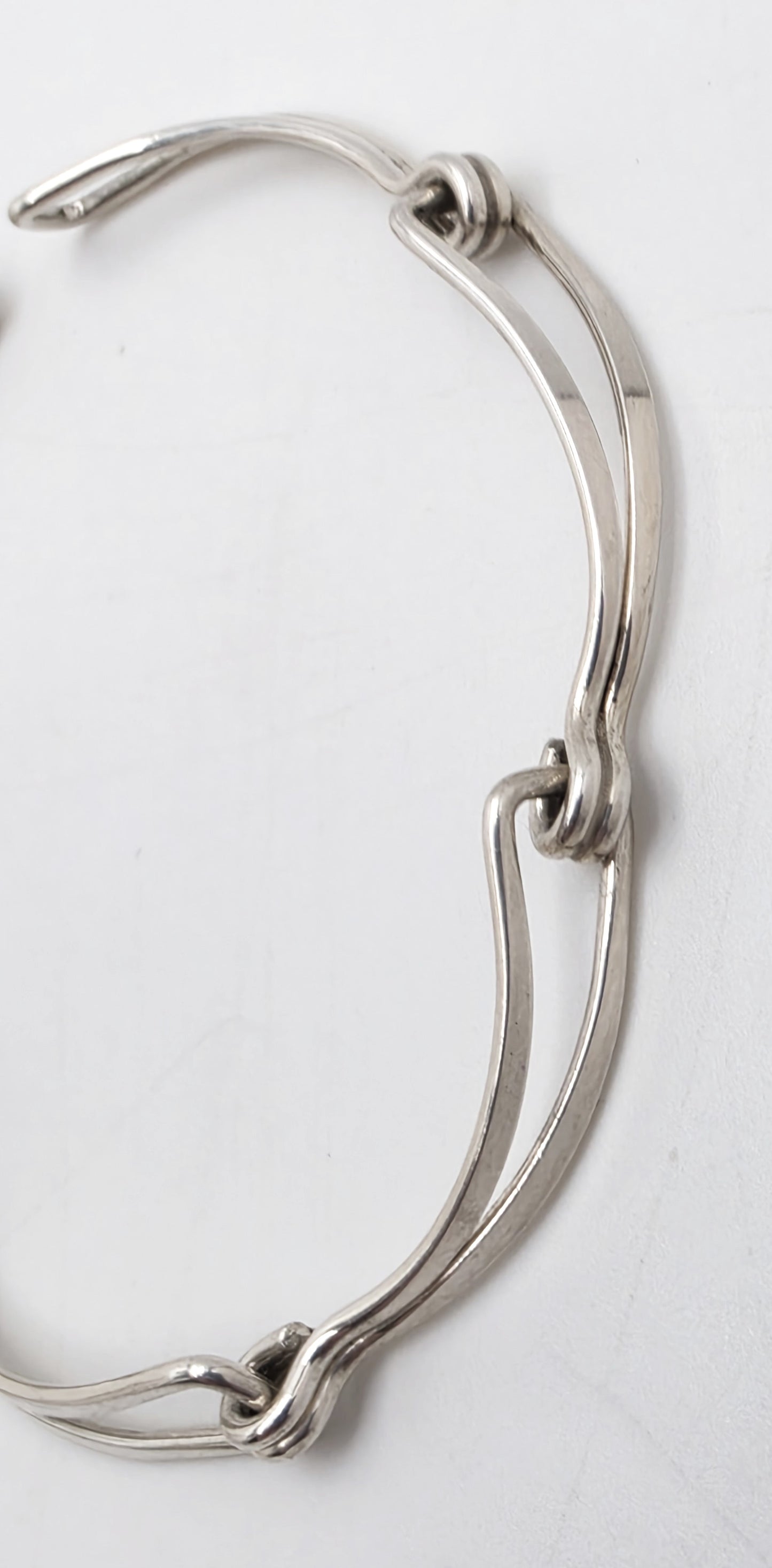 Designer Ed Levin Sterling Sølv Armbånd med 2 Lag og Led, 1980'erne