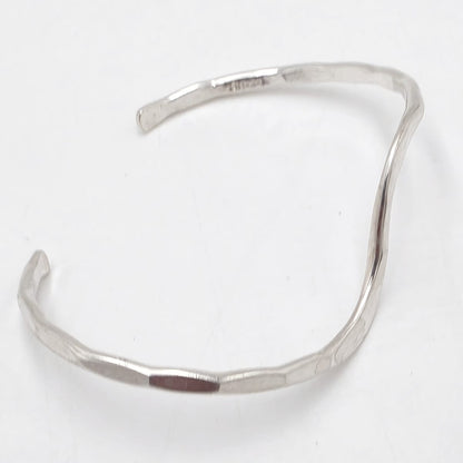 Iconic Designer Stinn Sterling Abstract Modernist Hammered Cuff Rare 1980s, alternate product view 4