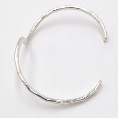 Iconic Designer Stinn Sterling Abstract Modernist Hammered Cuff Rare 1980s, alternate product view 6