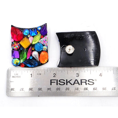 RARE Bill Schiffer Large Abstract Lucite and Rhinestone Earrings Signed 1988, alternate product view 8