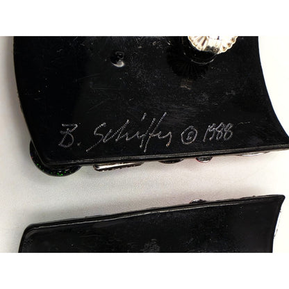 RARE Bill Schiffer Large Abstract Lucite and Rhinestone Earrings Signed 1988, alternate product view 7