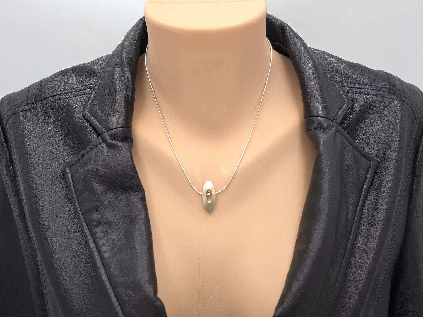 Retired Ed Levin Modernist Sterling 14K Earrings & Necklace Set C 1980/1990s