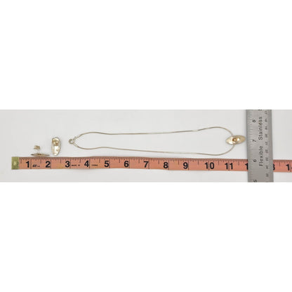 Retired Ed Levin Modernist Sterling 14K Earrings &amp; Necklace Set C 1980/1990s, alternate product view 8