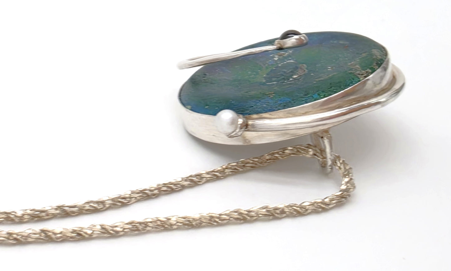 Moshe Ben-David Sterling Modernist Large Statement Pendant Pin Necklace 1980s