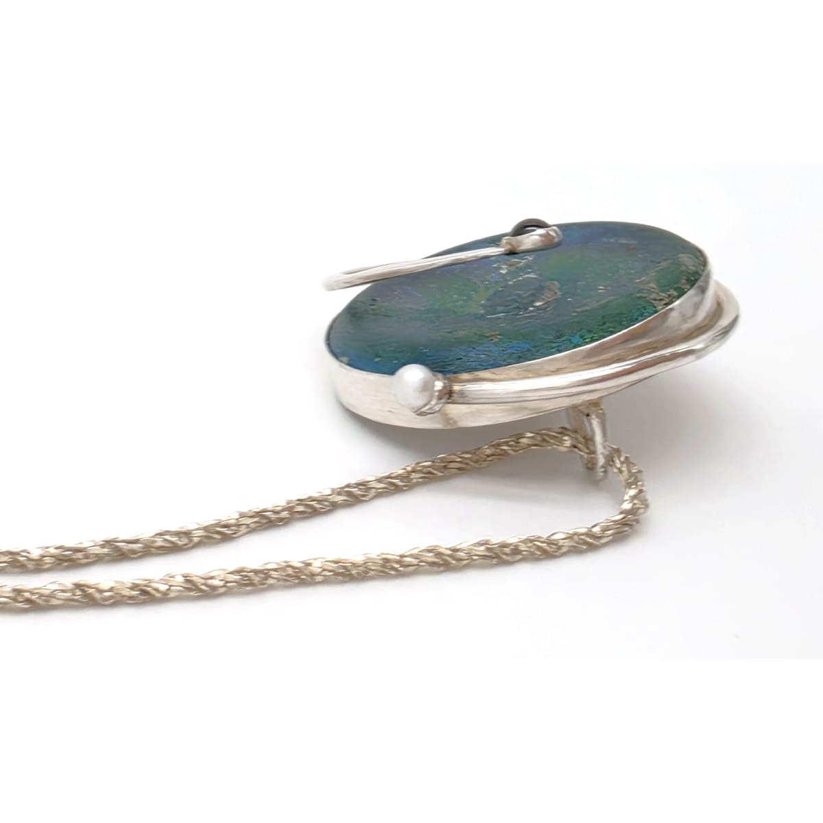 Moshe Ben-David Sterling Modernist Large Statement Pendant Pin Necklace 1980s, alternate product view 6