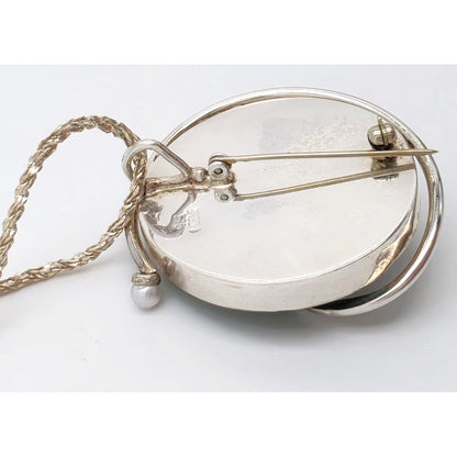 Moshe Ben-David Sterling Modernist Large Statement Pendant Pin Necklace 1980s, alternate product view 7
