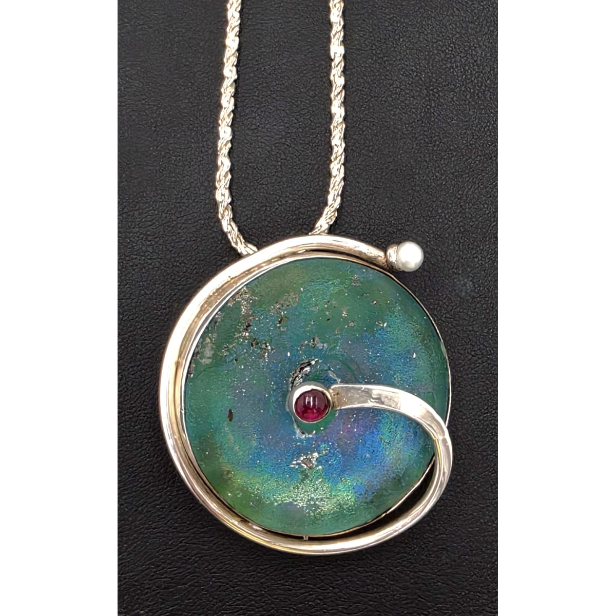 Moshe Ben-David Sterling Modernist Large Statement Pendant Pin Necklace 1980s, alternate product view 9
