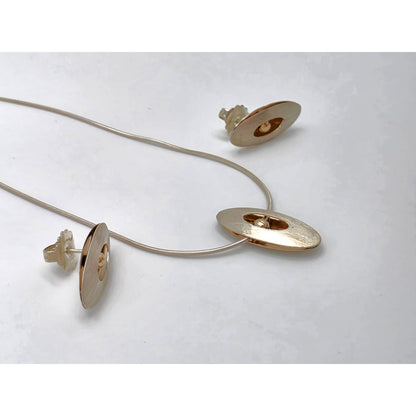 Retired Ed Levin Modernist Sterling 14K Earrings &amp; Necklace Set C 1980/1990s, alternate product view 6