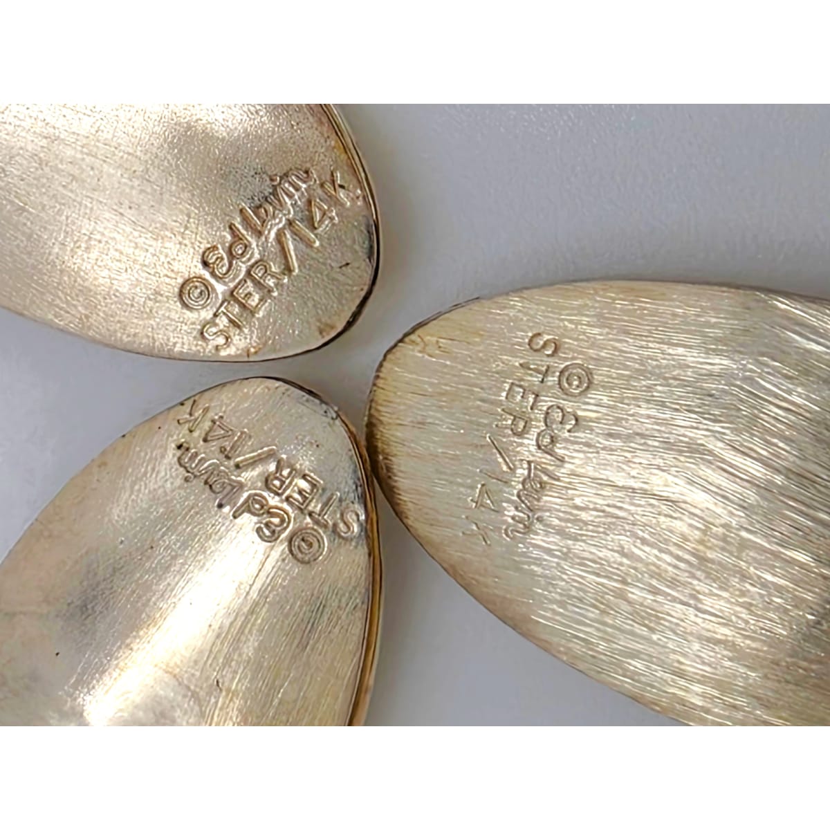 Retired Ed Levin Modernist Sterling 14K Earrings &amp; Necklace Set C 1980/1990s, alternate product view 7