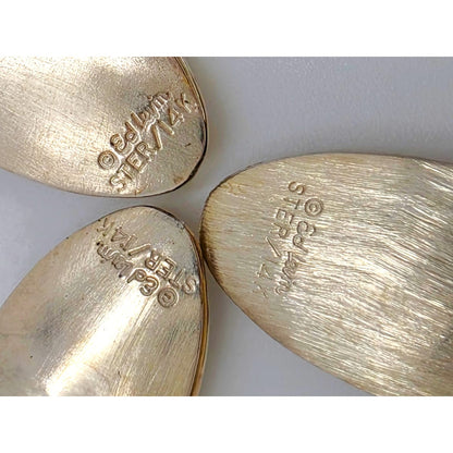Retired Ed Levin Modernist Sterling 14K Earrings &amp; Necklace Set C 1980/1990s, alternate product view 7