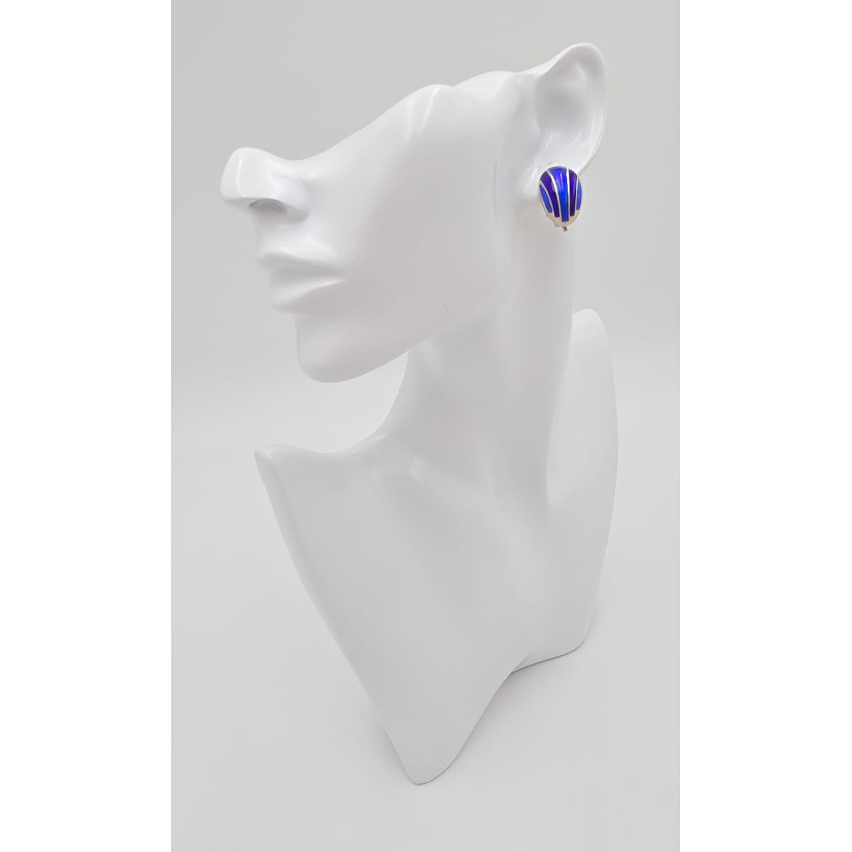 David Andersen Norway Sterling &amp; Blue Guilloche Enamel Modernist Earrings 1950s, alternate product view 2