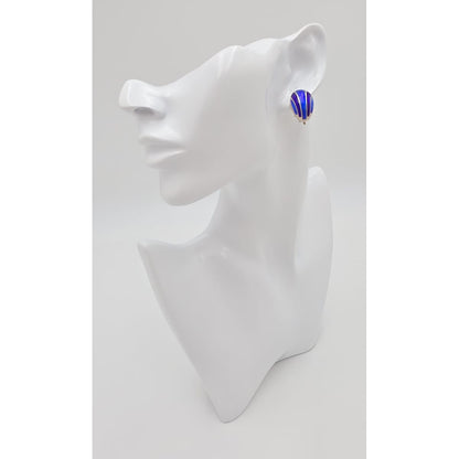 David Andersen Norway Sterling &amp; Blue Guilloche Enamel Modernist Earrings 1950s, alternate product view 2